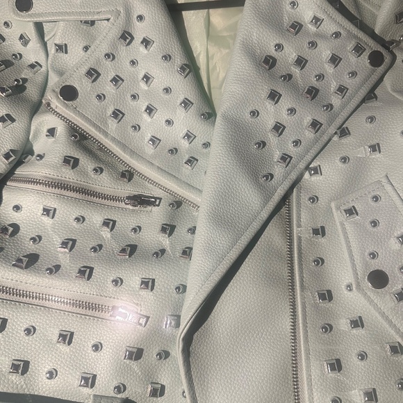 New Akira azalea wang Studded Moto Jacket mint - Picture 3 of 6